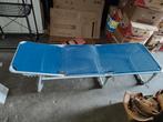 Ligstoel inklapbaar met verstelbare rugleuning (blauw) ligbe, Ophalen, Zo goed als nieuw, Aluminium, Inklapbaar