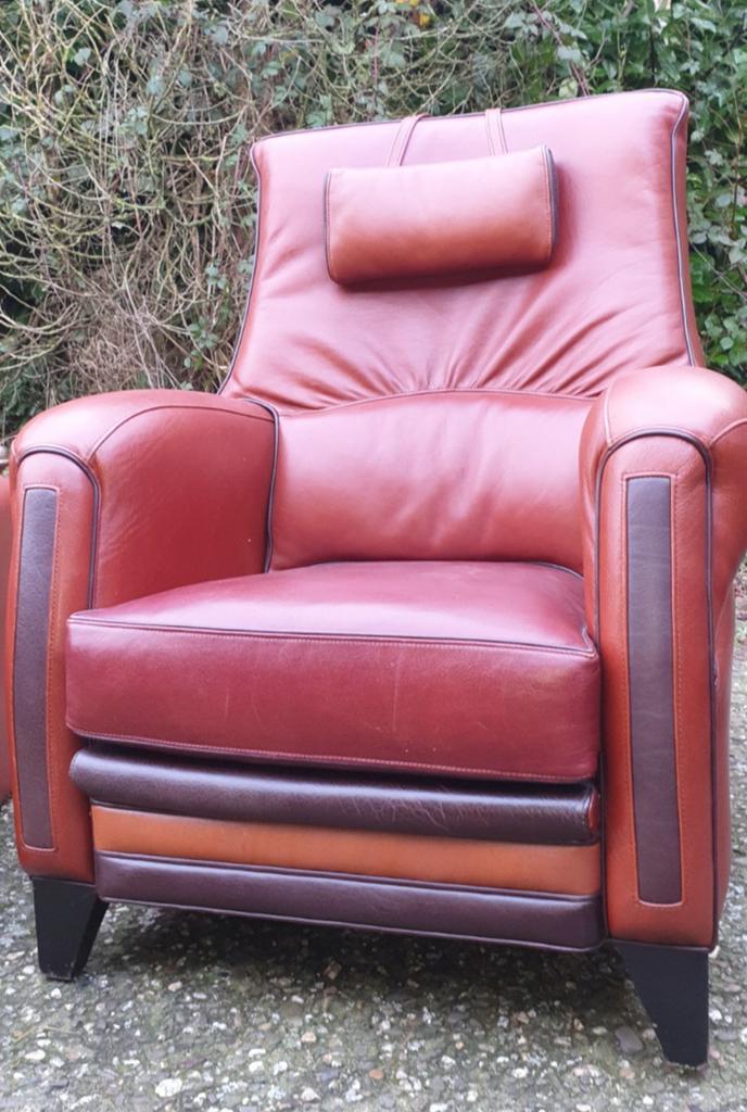 Mol en geurts exclusieve  jugendstil leder fauteuils, Huis en Inrichting, Fauteuils, Zo goed als nieuw, 75 tot 100 cm, Ophalen
