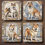 Akita Italiaans tegeltje onderzetters met houder, Ophalen of Verzenden, Nieuw, Glas of Kopje