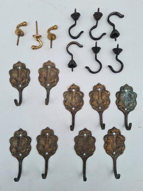 Kapstokhaken antiek. Messing / staal kapstok haken vintage, Huis en Inrichting, Woonaccessoires | Kapstokken, Ophalen of Verzenden