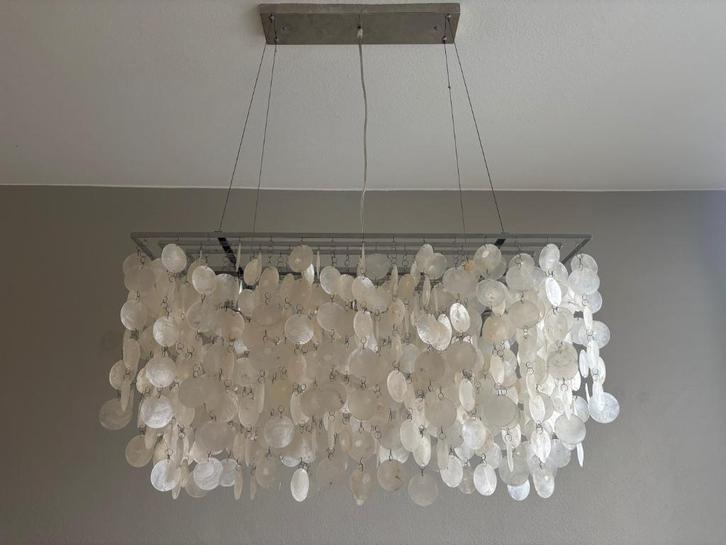 Schelpen design lamp, Huis en Inrichting, Lampen | Kroonluchters, Zo goed als nieuw, Metaal, Overige materialen, Ophalen