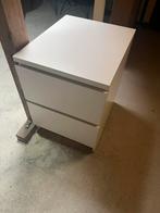 Wit nachtkastje met 2 lades, Ophalen, Gebruikt, Minder dan 45 cm, 55 tot 70 cm