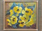 Schilderij acryl op board stilleven bloemen Volkers signed, Ophalen
