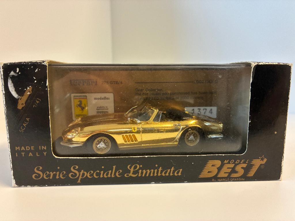 27886: Ferrari 275 GTB/4 Spyder - 24kt Gold Plated !, Overige merken, Auto, Shop@carrera-toys.com, Ophalen of Verzenden