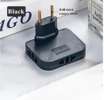 Draaibare Socket Converter Adapter 3 In 1 plug Zwart