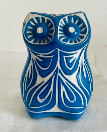 Uil uiltje Owl Pablo Zabal Chili keramiek blauw-wit beschikbaar voor biedingen