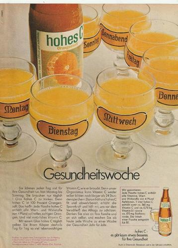 retro reclame 1971 Hohes C frisdrank gezondheidsweek beschikbaar voor biedingen
