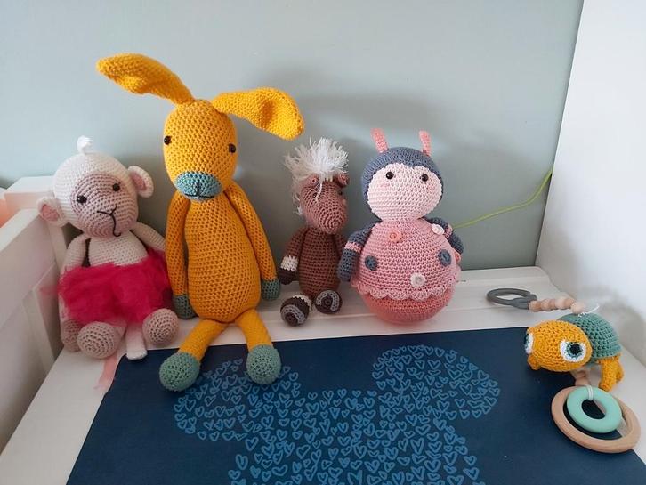 Diverse gehaakte knuffeldieren, Kinderen en Baby's, Speelgoed | Knuffels en Pluche, Zo goed als nieuw, Overige typen, Ophalen of Verzenden