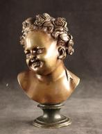 Antieke bronzen buste van een peuter, Ophalen of Verzenden