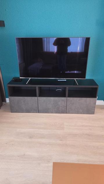 Ikea Besta TV Meubel Zwart met Glasplaat