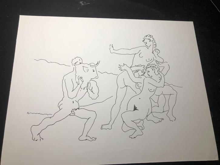 Inkt-tekening vermoedelijk Picasso (8), Antiek en Kunst, Kunst | Schilderijen | Modern, Ophalen of Verzenden