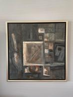 Abstract Schilderij in mooie blauwgrijs in mooie baklijst, Antiek en Kunst, Kunst | Schilderijen | Abstract, Ophalen