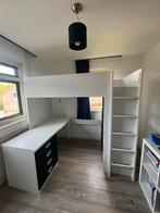 IKEA STUVA hoogslaper + bureau (wit/zwart), Huis en Inrichting, Slaapkamer | Complete slaapkamers, Ophalen, Gebruikt, Eenpersoons