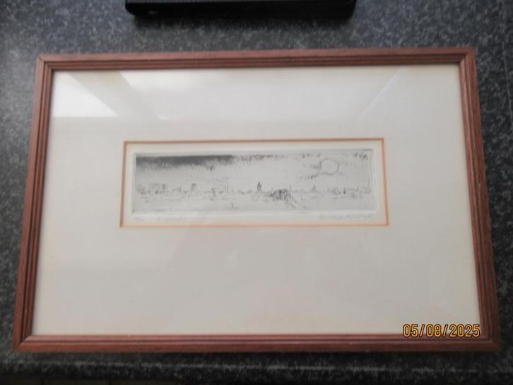 ETS -DROGE NAALD- ZICHT OP BRUG BIJ ARNHEM-THEO VD HORST, Antiek en Kunst, Kunst | Etsen en Gravures, Ophalen of Verzenden