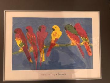 Walasse Tiing -Parrots, poster ingelijst beschikbaar voor biedingen