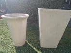grote witte geglazuurde plantenpotten, Gebruikt, Rond, Tuin, Aardewerk