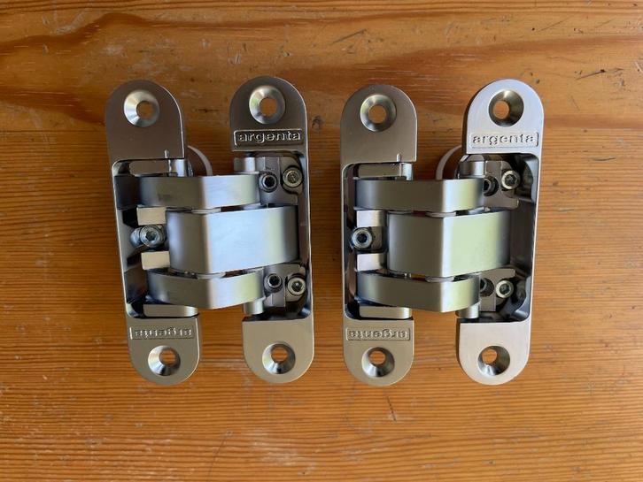 1 paar Argenta onzichtbare scharnieren, Doe-het-zelf en Verbouw, Hang- en Sluitwerk, Zo goed als nieuw, Scharnier, Chroom, Ophalen of Verzenden