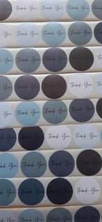 Nr.  3 :  Thank you stickers , blauwachtig/grijs; 90 stuks., Verzenden, Nieuw, Meerdere stickers