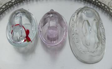 Glazen Haas / Hazen 1 Puddingvorm en 2 x Sieraden met Deksel beschikbaar voor biedingen
