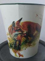 Vintage metalen prullenbak met dierenprint, Ophalen, Gebruikt, Minder dan 10 liter, Metaal