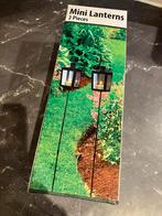 Nieuw/2x mini lantaarns prikker tuin decoratie/zwart glas, Ophalen of Verzenden, Nieuw