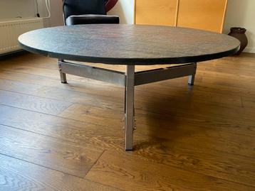 Vintage salontafel Noors leisteen 120 cm Ø beschikbaar voor biedingen