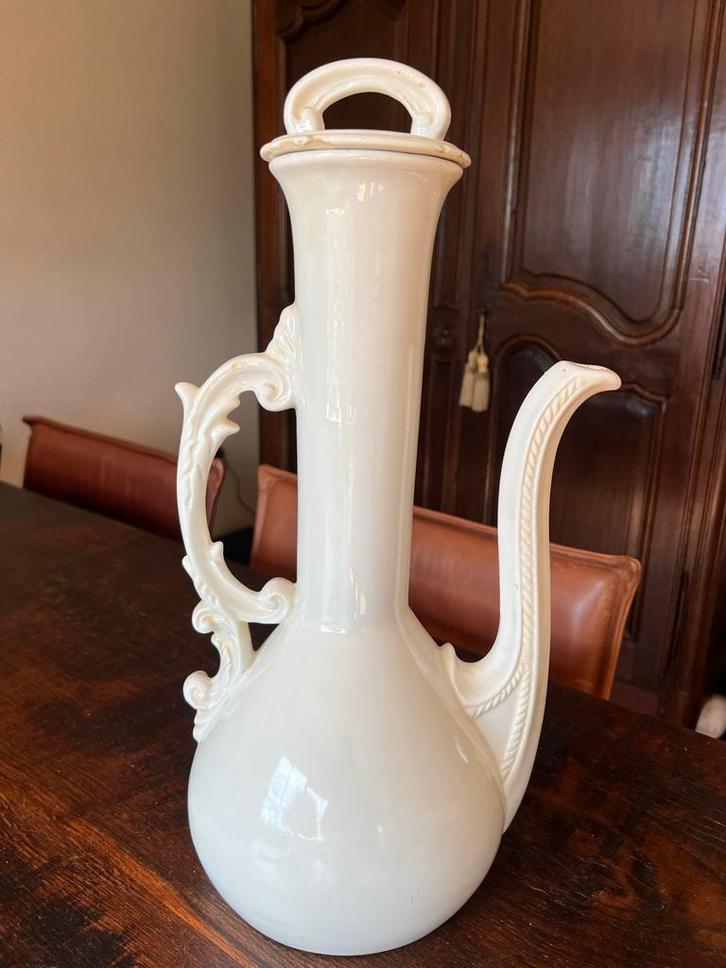 Grote Sierlijke Koffiekan Keramiek Aardewerk Wit Decoratief, Antiek en Kunst, Antiek | Keramiek en Aardewerk, Ophalen of Verzenden