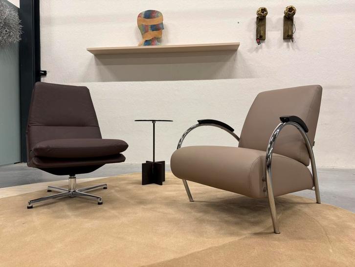 Nieuw Gelderland 5770 Fauteuil Taupe leer design stoel, Huis en Inrichting, Fauteuils, Nieuw, Leer, 50 tot 75 cm, 75 tot 100 cm