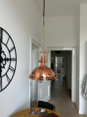 Mooie robuuste industriële koperen hanglamp beschikbaar voor biedingen