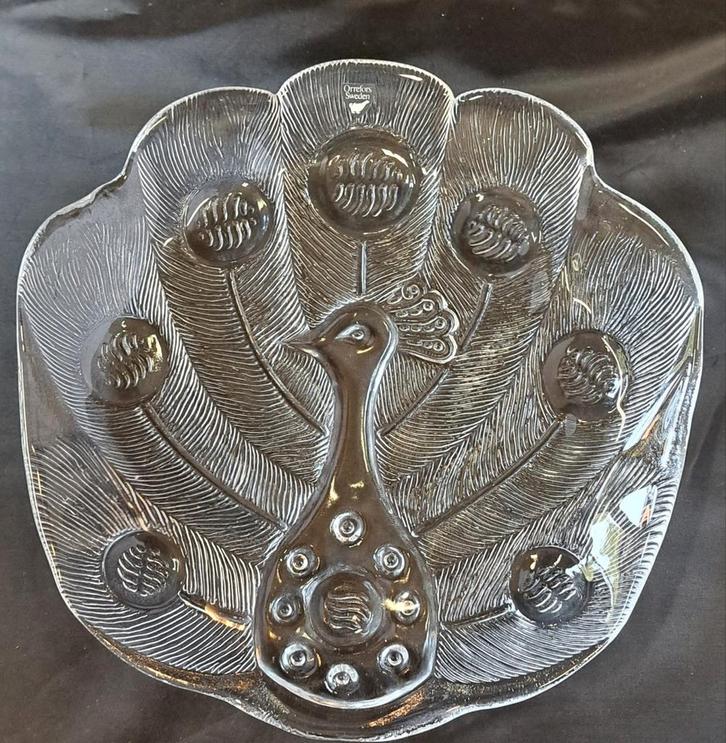 Orrefors kristal-schaal Pauw, Antiek en Kunst, Antiek | Glas en Kristal, Ophalen of Verzenden