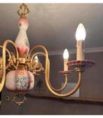 1940-1950 kroonluchter antiek italie Porselein roze bloemen, Ophalen of Verzenden