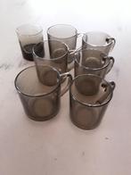 6 mokken rookglas. vintage mokken. arcoroc, Ophalen of Verzenden, Overige stijlen, Kop(pen) en/of Schotel(s), Glas