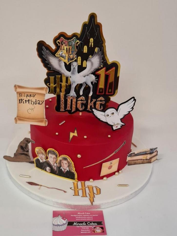 Taartsteker/Topper Harry Potter thema 14x17 cm handgemaakt, Hobby en Vrije tijd, Taarten en Cupcakes maken, Nieuw, Versiering