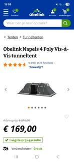 Obelink Napels 4 Poly Vis-à-Vis tunneltent, Caravans en Kamperen, Tenten, Ophalen of Verzenden, Zo goed als nieuw, Tot en met 4