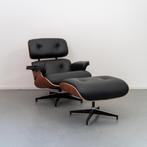 2 Herman Miller Eames Loungechair & Ottoman Palisander/Zwart, Metaal, Nieuw, 75 tot 100 cm, Ophalen of Verzenden