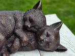 2 SLAPENDE POEZEN / KITTENS / BRONZEN TUINBEELD, Tuin en Terras, Tuinbeelden, Dierenbeeld, Nieuw, Info@huisentuindecoratiemarie.nl