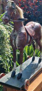 Prachtig groot antiek lederen jaren 50/60 paard (brocante), Ophalen of Verzenden