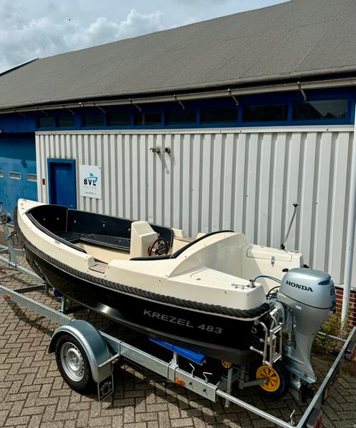 Prachtige Krezel 483 luxe sloep honda vaarklaar, Watersport en Boten, Sloepen, Zo goed als nieuw, Tot 10 pk, 3 tot 6 meter, Buitenboordmotor