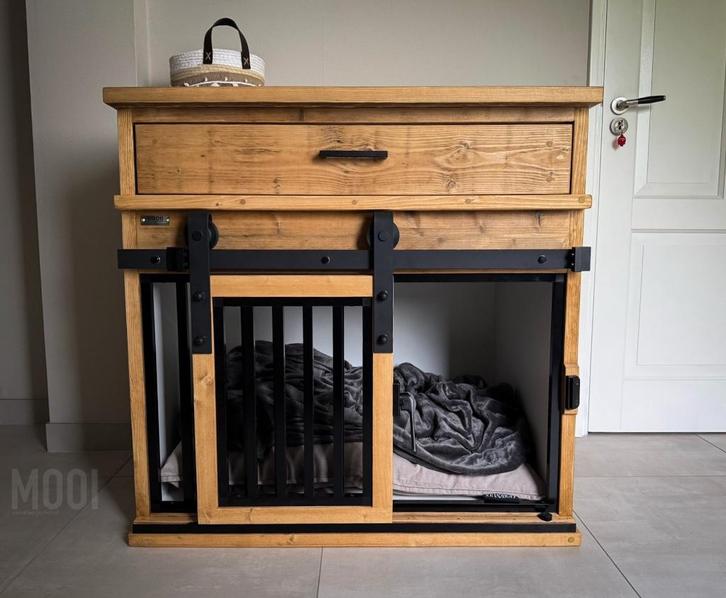 Zeer stevige, veilige en moderne houten hondenbench meubelen, Dieren en Toebehoren, Hondenbenches, Nieuw, Ophalen of Verzenden