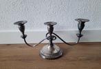 Vintage 3-armige verzilverde Sheffield kandelaar, Ophalen of Verzenden, Zilver