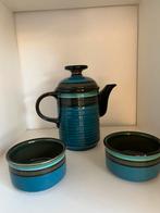 Koffieset: Blauwe koffie pot en 2 mokken West Germany, Antiek en Kunst, Antiek | Keramiek en Aardewerk, Ophalen of Verzenden