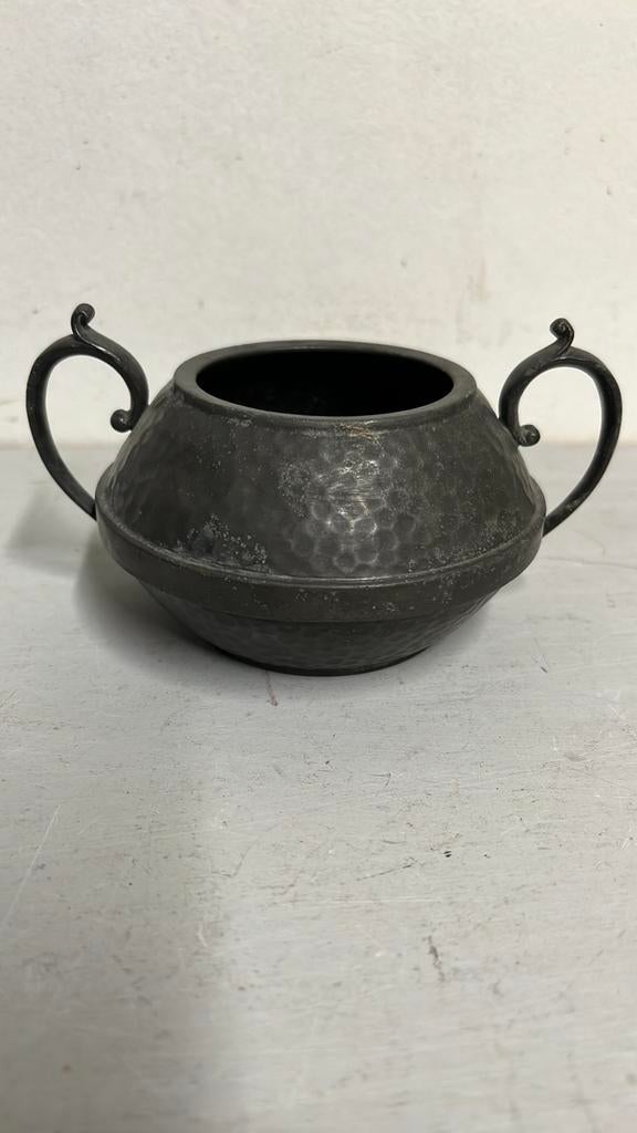 Antieke gehamerd tinnen suikerpotje, Antiek en Kunst, Antiek | Tin, Ophalen of Verzenden