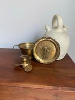 Messing Set: Kop, Kandelaar, Bord & Vaas, Ophalen of Verzenden