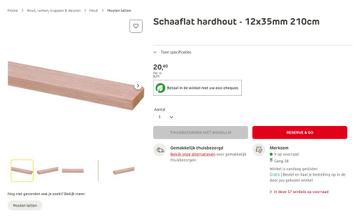 20 stuks Meranti schaaflat 12 x 35 mm 210 cm beschikbaar voor biedingen