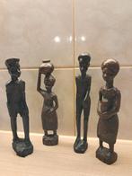 Makonde Tanzania Houtsnijwerk Beeldjes - Set van 4, Ophalen of Verzenden