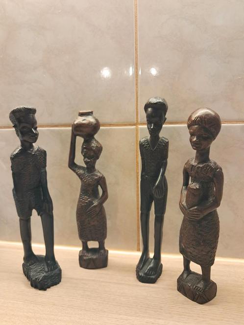 Makonde Tanzania Houtsnijwerk Beeldjes - Set van 4, Antiek en Kunst, Kunst | Beelden en Houtsnijwerken, Ophalen of Verzenden