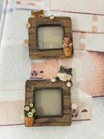 Vintage 2 schattige fotolijstjes met poes kat fotolijst 3D, Ophalen of Verzenden, A, A, A