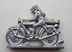 Tinnen soldaat op motorfiets. (Zilvertin)., Verzamelen, Beelden en Beeldjes, Ophalen of Verzenden, Gebruikt, Mens