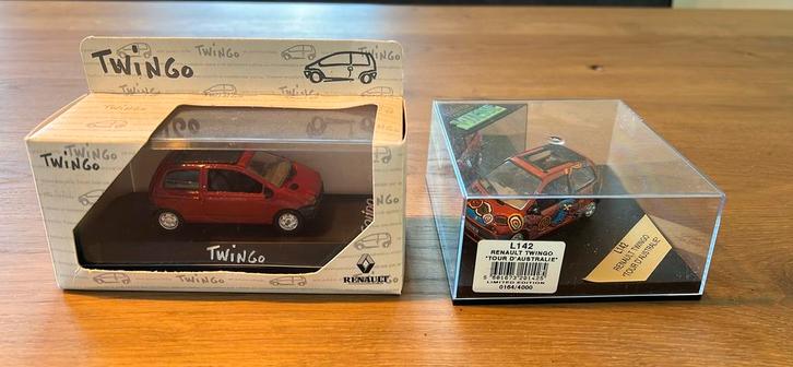 2 x Renault Twingo 1/43, Hobby en Vrije tijd, Modelauto's | 1:43, Zo goed als nieuw, Auto, Overige merken, Ophalen of Verzenden
