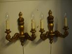 Stel Antieke Franse Houten ( bois doré ) Wandlampjes nr.2, Ophalen of Verzenden